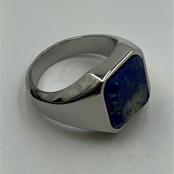 2140- Lapis Lazuli Natural Gemstone Handmade Men's Ring Size 10.5 NWT - Picture 1 of 8
